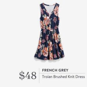 French Grey Womens M Navy Orange Floral Troian Brushed Knit Tank Dress